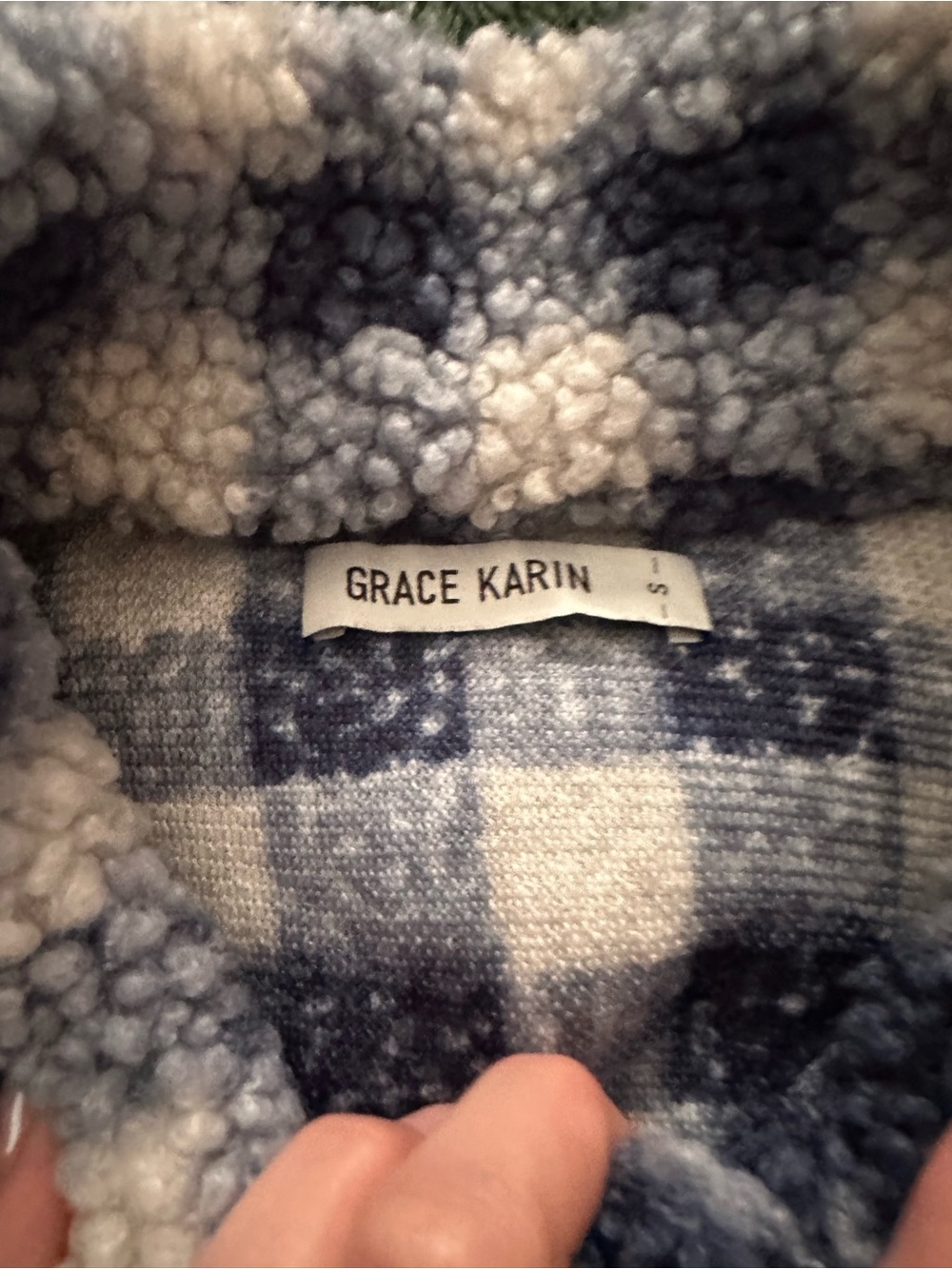 3/$25✨ Oversized Grace Karin Navy & Cream Sherpa Shacket Jacket Sz S - Picture 3 of 7